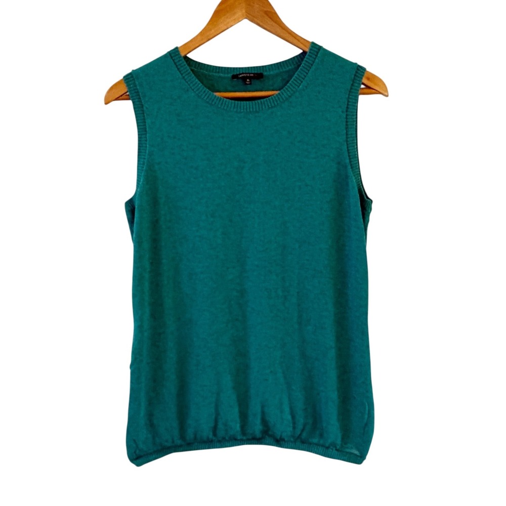 Lafayette 148 New York Sweater Vest Womens XL Teal Viscose Linen Minimalist